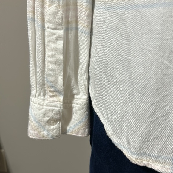Rails × Free People Flannel HUNTER BUTTONDOWN IVORY SHERBERT Top Sz S - Picture 10 of 14